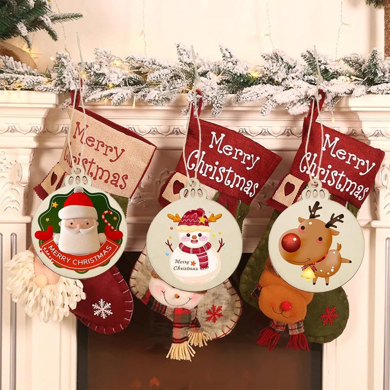 LEBERY 50Pcs Wooden Christmas Ornaments Unfinished Natural Wood Cutouts Ornament Predrilled Wooden Christmas Cutouts for Crafts to Paint DIY Centerpieces Hanging Decorations - Image 3